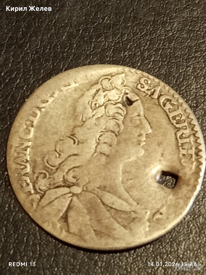 Сребърна монета 7 кройцера 174?г. Франц първи Австрия за КОЛЕКЦИЯ 52902, снимка 1