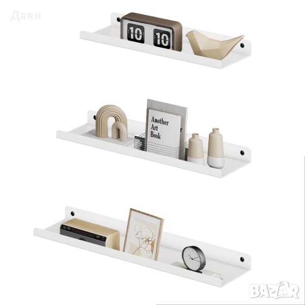 Комплект от 3 метални стенни рафта в индустриален стил, снимка 1