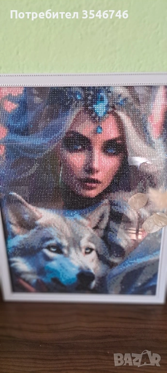 Диамантен гоблен - "МОМИЧЕТО С ВЪЛКА" , снимка 1