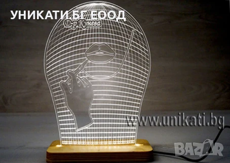 Настолна лампа с устни и спринцовка Подарък за лекар Дерматолог, снимка 1