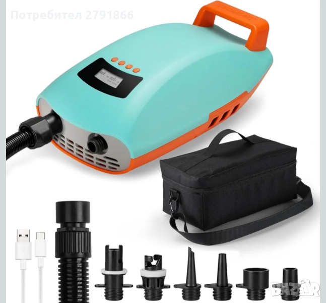 SUP помпа Swonder Seawolf с батерия 9000 mAh 2xпо-бърза въздушна помпа 20PSI за падълборд,каяк нова , снимка 1