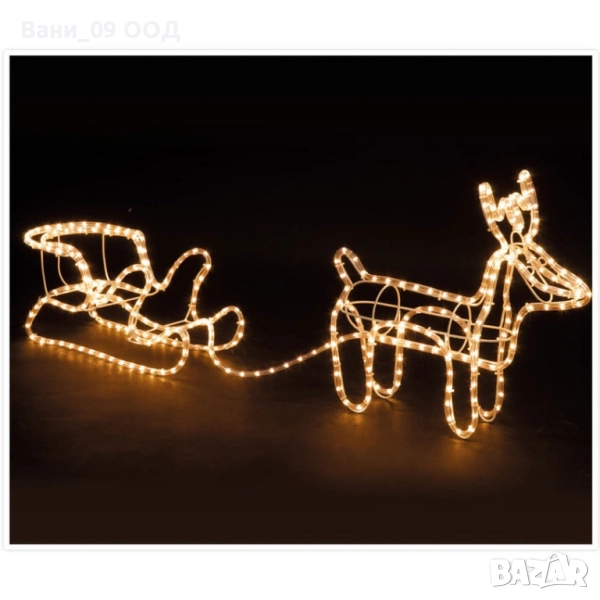 LED коледен елен с шейна, снимка 1