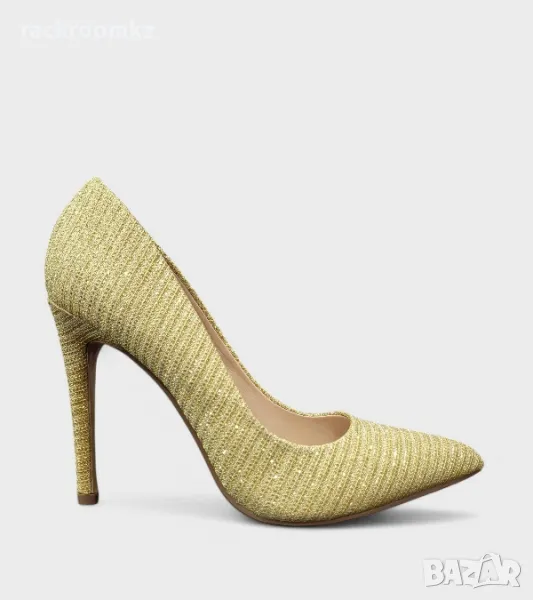 Златни дамски обувки на ток с брокатен ефект – AF2017-1 gold, снимка 1