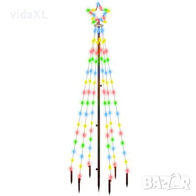 vidaXL Коледна елха с шип, многоцветна, 108 LED, 180 см（SKU:343552）, снимка 1