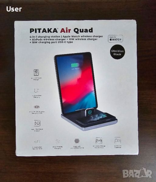 PITAKA Air Quad 4 in 1 Fast charge безжично зареждане Iphone, Samsung, снимка 1