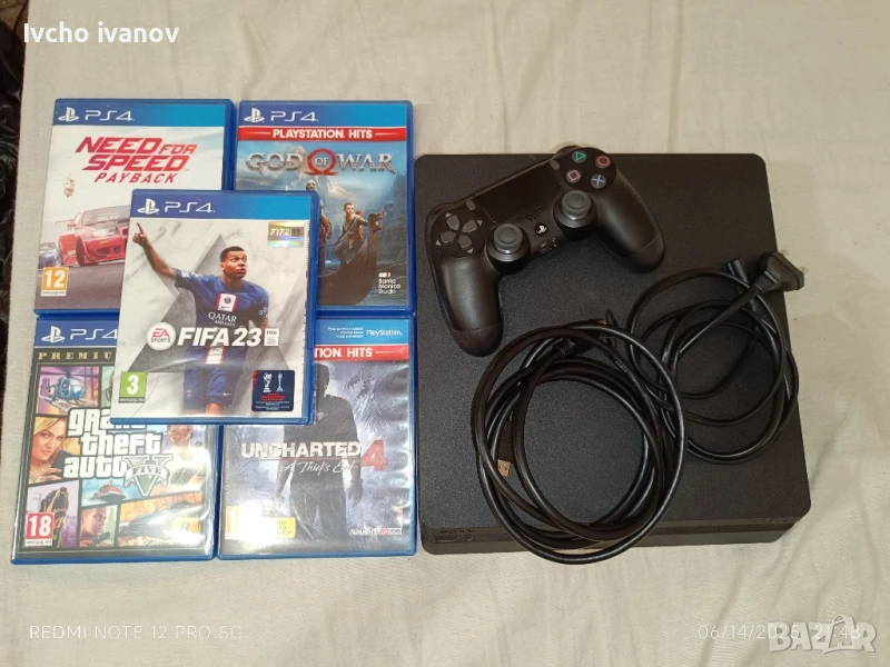 Конзола Sony Playstation 4 Slim 500 GB с FIFA 23 +4 Игри отделно , снимка 1