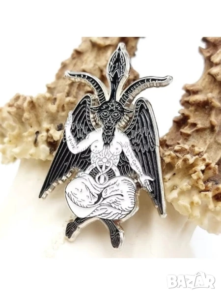 Метална значка "Бафомет" – окултен символ пин с високи детайли , снимка 1