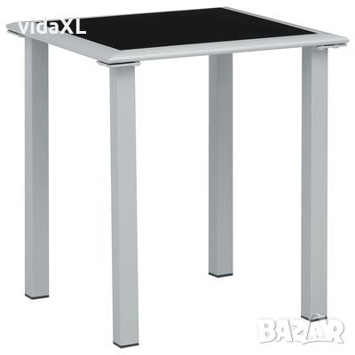 310541 vidaXL Garden Table Black and Silver 41x41x45 cm Steel and Glass(SKU:310541, снимка 1