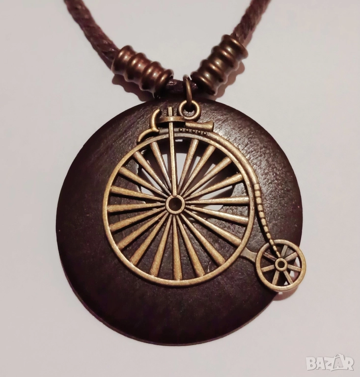 Стилно винтидж колие с колело тип пени-фартинг, снимка 1