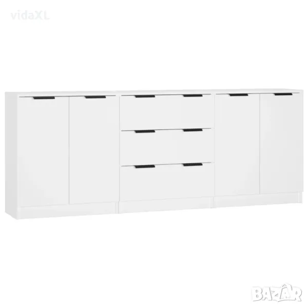 vidaXL Бюфет от 3 части, бял, инженерно дърво(SKU:3115780), снимка 1