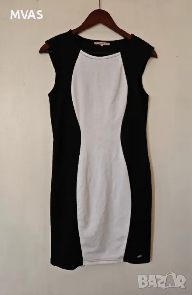 Черно бяла памучна вталяваща рокля S M , снимка 1