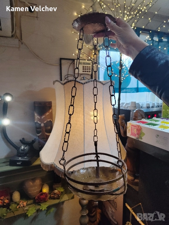 Стар полилей от кована мед..., снимка 1