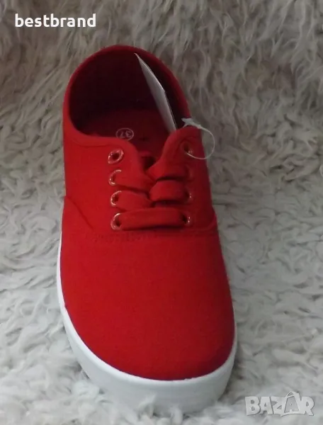 Дамски гуменки с връзки, в червен цвят, код 255/15, снимка 1