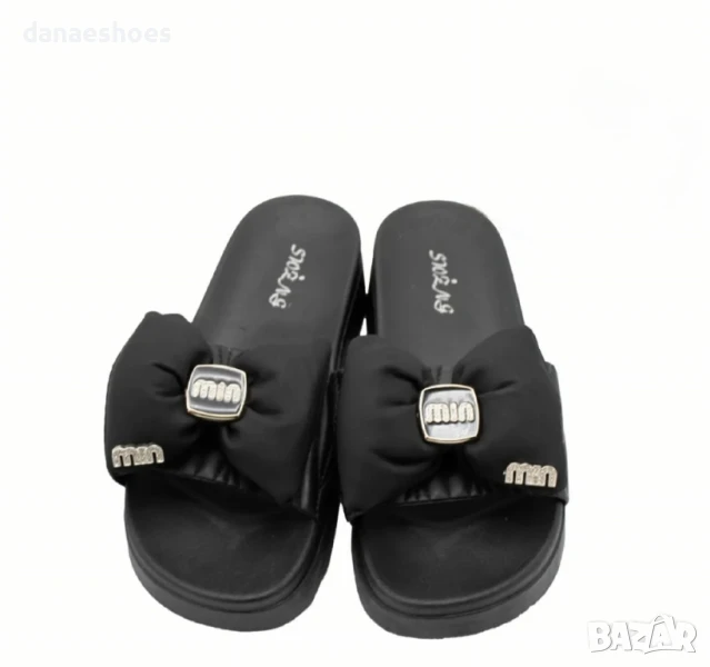 Дамски чехли с 3D панделка, снимка 1