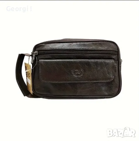 Малка ръчна мъжка чантичка тип Борсета / Кафява естествена кожа!, снимка 8 - Чанти - 49718303