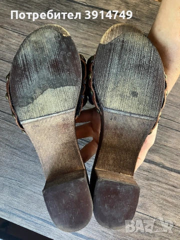 Кожени сандали, висококачествена изработка, с платформа и висок ток в чудесно състояние, 38, снимка 3 - Дамски обувки на ток - 51730121