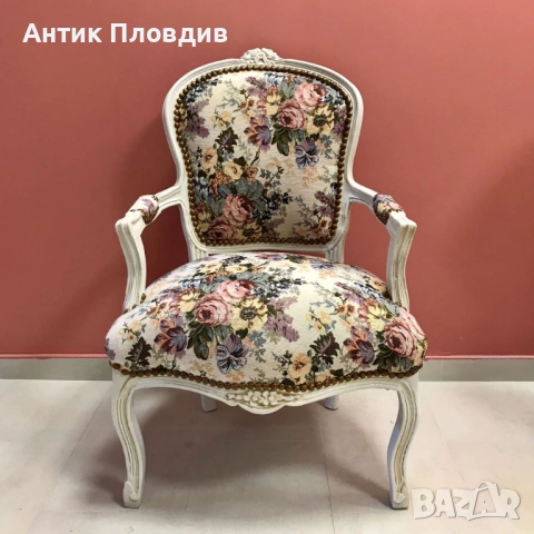 	 Бяло кресло "Английски рози", снимка 4 - Дивани и мека мебел - 12853041