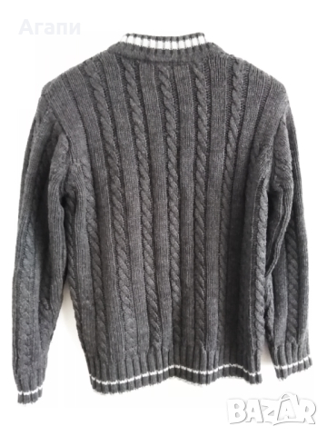 Нов мъжки пуловер едра плетка S размер, снимка 2 - Пуловери - 44973840