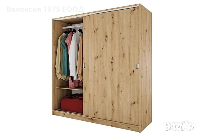 Гардероб с плъзгащи врати Сити 1009 комбинация мока/ лате или дъб артисан, снимка 8 - Гардероби - 47361575