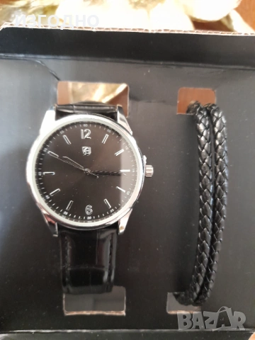 20€ НОВ ЧАСОВНИК С КОЖЕНА КАИШКА И КОЖЕНА ГРИВНА