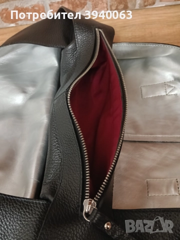 Дамска чанта черна от естествена кожа, снимка 6 - Чанти - 52514680