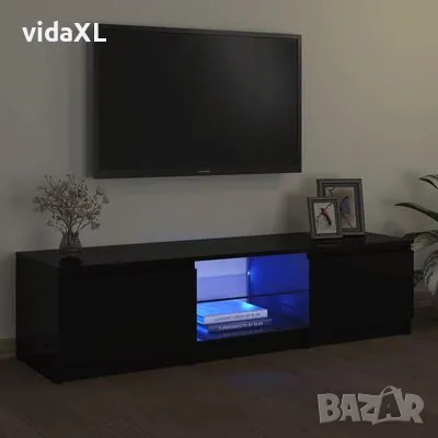 vidaXL ТВ шкаф с LED осветление, черен, 140x40x35,5 см（SKU:804293）, снимка 4 - Шкафове - 49488966