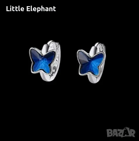 Сребърни обеци пеперуди,plein,deep blue,халки,колекция"Butterflies"/нови