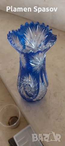 кристала ваза в синьо , снимка 2 - Вази - 52812225