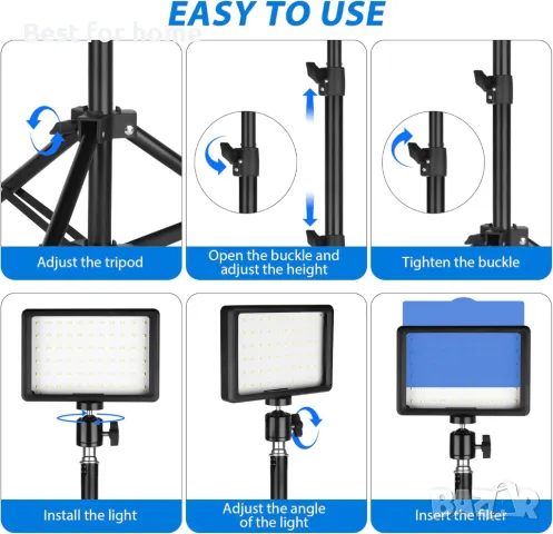  3 броя LED фото-видео лампи  и цветни филтри от Ci-Fotto, снимка 5 - Светкавици, студийно осветление - 50321904