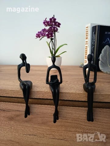 Комплект от 3 декоративни силуета: мислител, читател, музикален слушател, изработени от смола, снимка 7 - Статуетки - 50986774