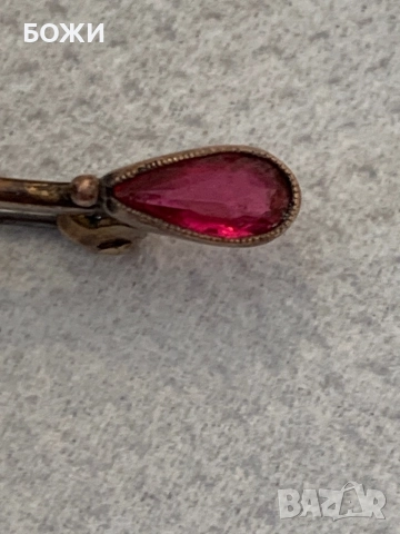  антична златна брошка с рубин, снимка 2 - Антикварни и старинни предмети - 51865168