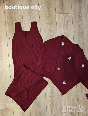 дамски комплект рокля с пуловер в 4 цвята, снимка 5 - Рокли - 52643585