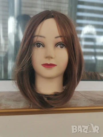 Нова светло кестенява  перука 35 см Боб стил без бретон - мод.17, снимка 2 - Аксесоари за коса - 12719429