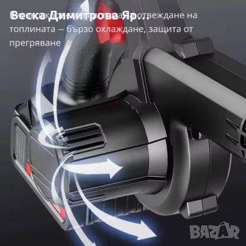 Безжична вентилаторна прахосмукачка 2 в 1 – Издухване и Всмукване с Мощна 21V Батерия, снимка 6 - Прахосмукачки - 51390996