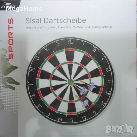 Игра Дартс мишена от сизал 45 см, комплект 3 стрелички, аксесоари за монтаж, снимка 6 - Дартс - 53451599