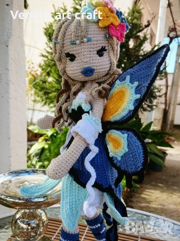 Плетена кукла горска фея Етерия / Феята на Пеперудите , снимка 5 - Кукли - 52657482