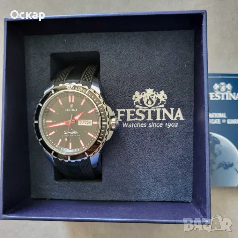 Festina Diven 20 bar оригинален швейцарски мъжки часовник с кутия, снимка 1 - Мъжки - 48087611