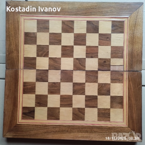 Класически дървен шах и табла 