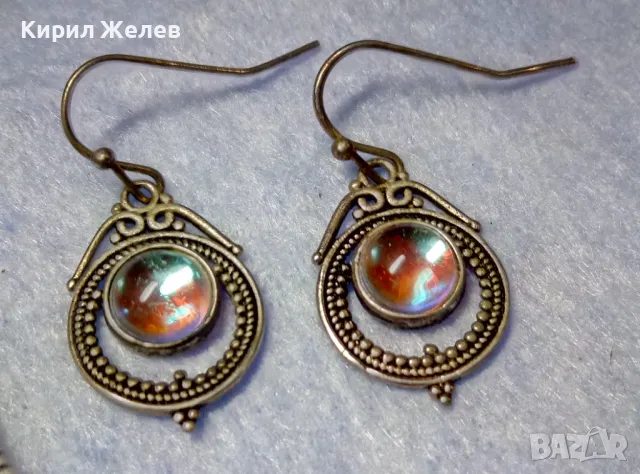 КЛАСИЧЕСКИ РЕТРО АРТ ДЕБЕЛО ПОСРЕБРЕНИ МЕДНИ ОБЕЦИ с ЦВЕТНО ВЕНЕЦИАНСКО СТЪКЛО и ПЕЧАТ S925 49956, снимка 10 - Обеци - 50136084