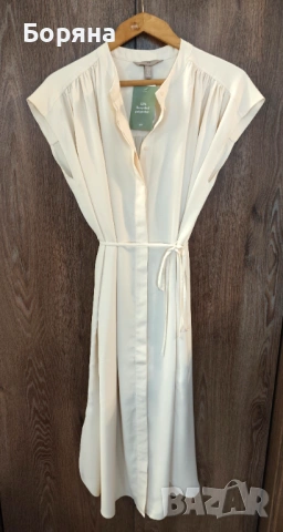 H&M нова с етикет лятна рокля-риза в цвят крем, снимка 9 - Рокли - 54079887