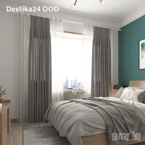 Телескопичен корниз за пердета 84–150 см – Бял, с комплект за монтаж, снимка 4 - Други - 53726750