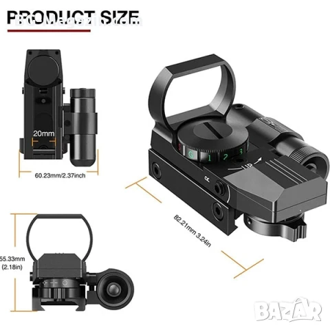 Тактически бързомер с лазер двуцветен мерник за пушка пистолет еърсофт лов, снимка 10 - Оборудване и аксесоари за оръжия - 51051813