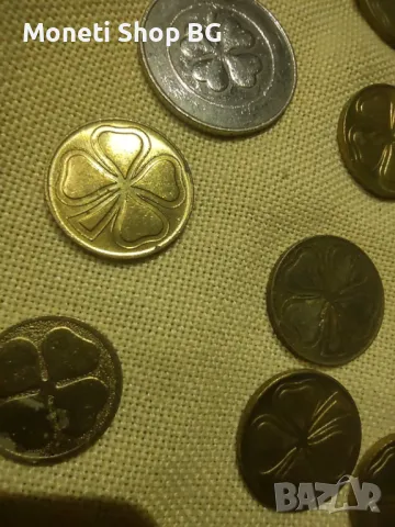Лот от 25бр. метални жетони с изображение на четерилистни детелини, снимка 4 - Нумизматика и бонистика - 49817984