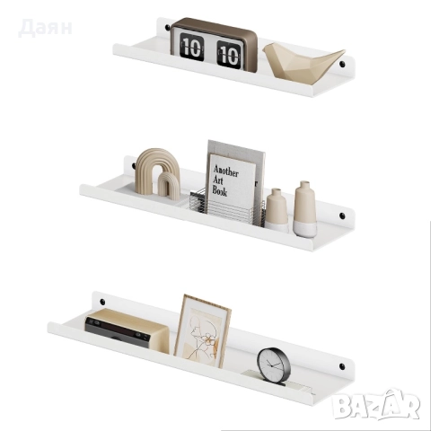 Комплект от 3 метални стенни рафта в индустриален стил