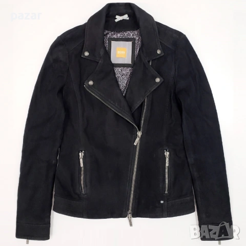 HUGO BOSS ORANGE JAMELA 50323097 Дамско Кожено Яке Велур S-M, снимка 2 - Якета - 53446957