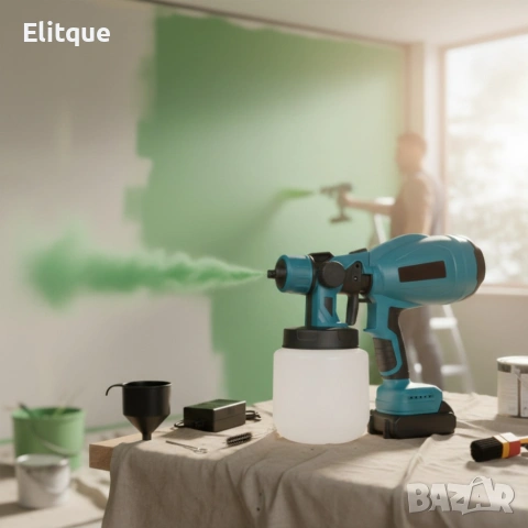 Акумулаторен и безжичен пистолет за боядисване с 2 батерии 21V, снимка 7 - Други стоки за дома - 53557097