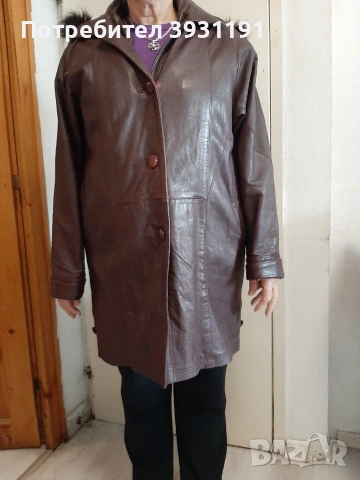 Дамско кожено яке от естествена кожа – XXL, с подплата и качулка