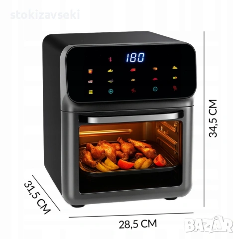 Еър фрайър и фурна 2-в-1 , XXL Капацитет 8.5L, 1350W, 10 Програми, LED Тъч дисплей, снимка 3 - Фритюрници - 54083064