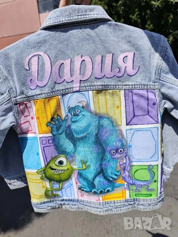 Стилно яке с ръчно рисувани герои – трима герои, снимка 2 - Детски якета и елеци - 53298568