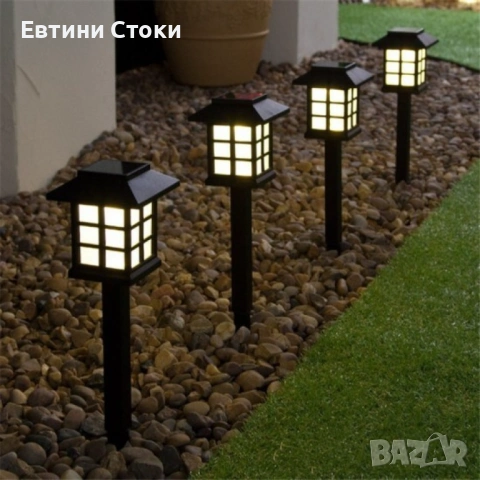 Соларен комплект от 6 LED градински лампи – 27 см височина, снимка 2 - Соларни лампи - 54111330